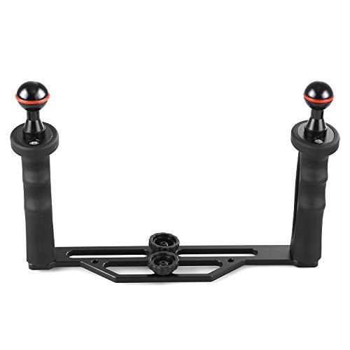Underwater Video Light Stabilizer Tray, Lightweight Aluminium Tray for GoPro OSMO and Any Other Camera with 1/4 inch Screw Hole B Version-black