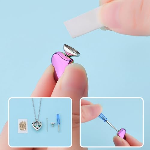 Openable Heart Cremation Urn Necklace for Ashes Stainless Steel Memorial Ash Pendant Keepsake Jewelry Cremation Jewelry for Women Silver-Colorful