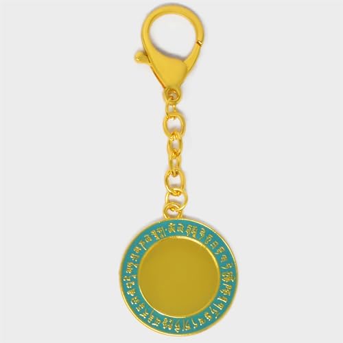 Fengshuibringluck Feng Shui Double Cranes Aspiration ＆ Longevity Amulet Keychain Round Key Ring, Small, Green