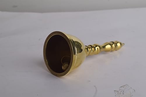 SATVIK 4.5-5 INCH Handcrafted Brass Puja Bell for Home Temple, Traditional Brass Prayer Bell l Decorative Hanging Ghanti for Pooja and Home Décor