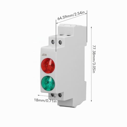 Fafeicy AC/DC 230V IP20 DIN Rail LED Signal Indicator Red and Green, Two-Colour Display with Two Lights for Distribution Box, 6mm² Connection Cable