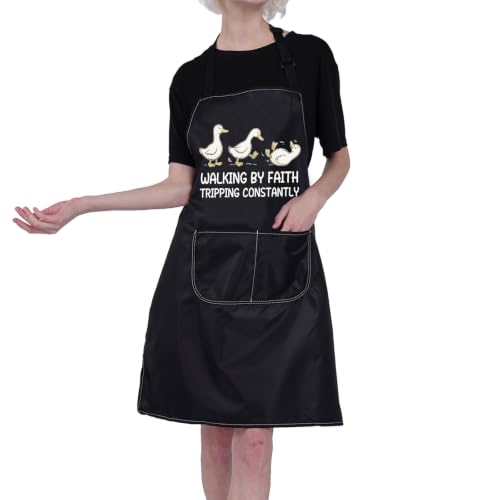 BNQL Christian Apron Religious Gifts Walking By Faith Gifts Tripping Constantly Silly Goose Gift Faith Gift Christian Goose Apron