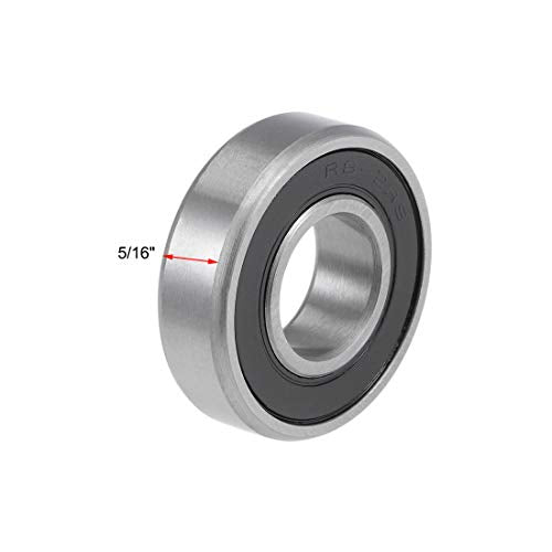 sourcing map R8RS Deep Groove Ball Bearings Z2 1/2 X 1-1/8 X 5/16inch Double Sealed Carbon Steel 10pcs 10