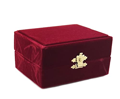 Needzo Sacred Heart of Jesus and Mary Catholic Icon Diptych In Burgundy Color Velvet Case, 3 1/4 Inch, Gold Foil Icons Religious Gift