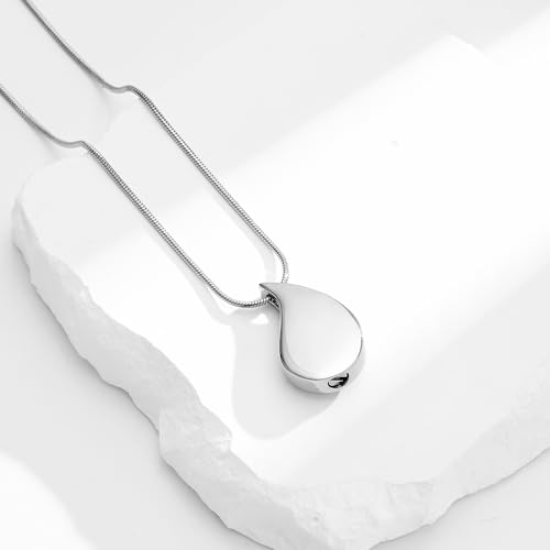 Hearbeingt Teardrop Tree of Life Urn Necklaces for Ashes Cremation Jewelry A-Silver