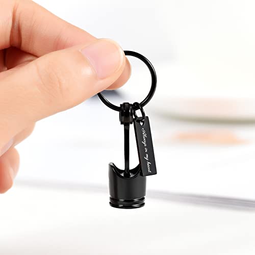 Yinplsmemory Auto Part Cremation Urn Keychain for Ashes for Men's Motor Piston Ashes Keepsake Memorial Jewelry for Dad Black-dad-always in My Heart