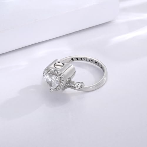 Sterling Silver Urn Rings for Ashes Women Cremation Jewelry Memorial Gifts Heart 9