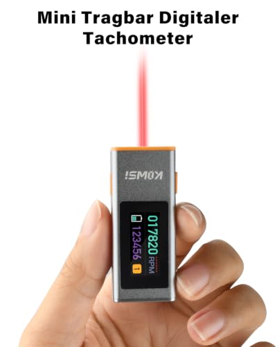 Digital Tachometer, Non-Contact Laser Speedometer RPM 300-200,000 rpm, TFT Color Display, 110 mAH Battery with USB-C Power Supply, 9 Records Storable, 0.8 s Response