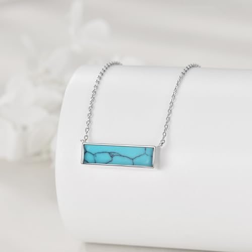 YFN Larimar/turquoise/Moonstone/Black Onyx/Rose Quartz/Opal Bar Choker Necklace for Women Sterling Silver (larimar) turquoise urn