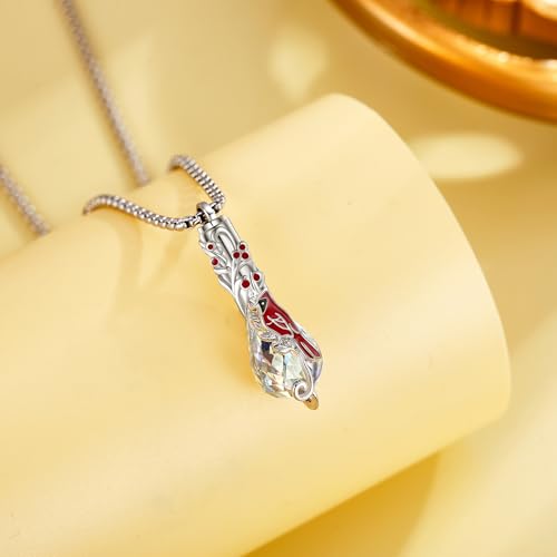 Crystal Urn Necklace for Ashes for Women Sterling Silver Heart Butterfly/Dragonfly/Carnelian Cremation Keepsake Jewelry Gift for Women Carnelian