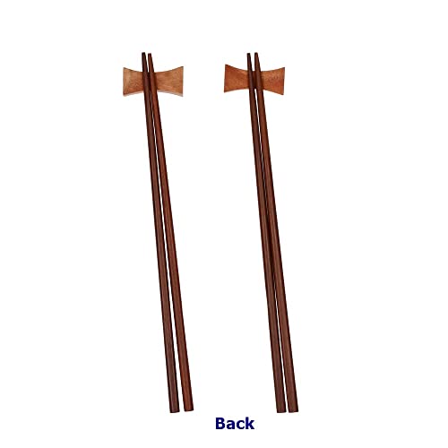 Chopsticks Rose Wood 2 Pairs with Silk Black Box, Chopstick Mother of Pearl Inlay Décor Handmade Restaurant Food Tableware Home Gift Natural Length 9.5 Inch