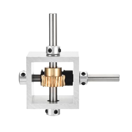 sourcing map Gear Box 90 Degree Right Angle Worm Gearbox 1:10 Reduction Gearbox 1 Module 10 Teeth Worm Gear Aluminum Frame Simple Mechanical DIY Module with 8mm Shaft, 100x100x50mm(LxWxH)