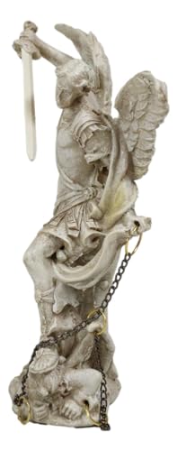 Ebros Ivory Finish Holy Archangel Saint Michael with Chained Lucifer Statue 5" Tall The Protector Warrior General of God's Army Sacrament of Holy The Eucharist Collectible Figurine