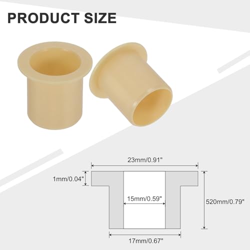 sourcing map 5Pcs Flanged Sleeve Bearing, Plastic Bushing ID 15mm x OD 17mm x Length 20mm POM Bushing, Yellow 5