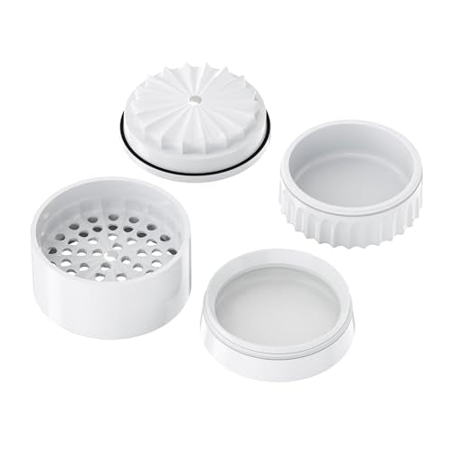 Premium Toothless Ceramic Grinder Calabasas White | Toothless | Nano Ceramic Coating | 5 Pieces | Flowers (Flower) Mill | Includes Storage Lid and Fine Sieve (White)