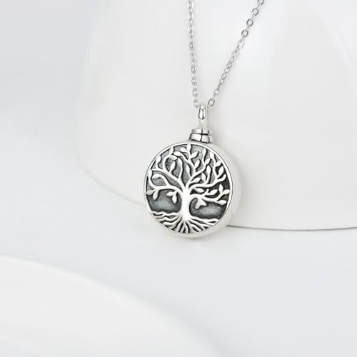 TRISHULA Urn Necklace for Ashes Sterling Silver Tree of Life Urn Ash Necklace Cremation Keepsake Memorial Jewelry Gifts for Women Men Cats Dogs Pets