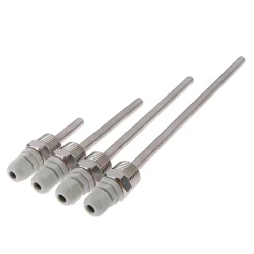 4 Stück Tauchhülse G1/2 Zoll,Tauchhülsen Temperaturfühler 8 x 200mm,Edelstahl Tauchhülse Gewinde für Temperatursensor,Tauchschutzrohre für Thermoelemente,geeignet für Pufferspeicher,Heizung &Solar