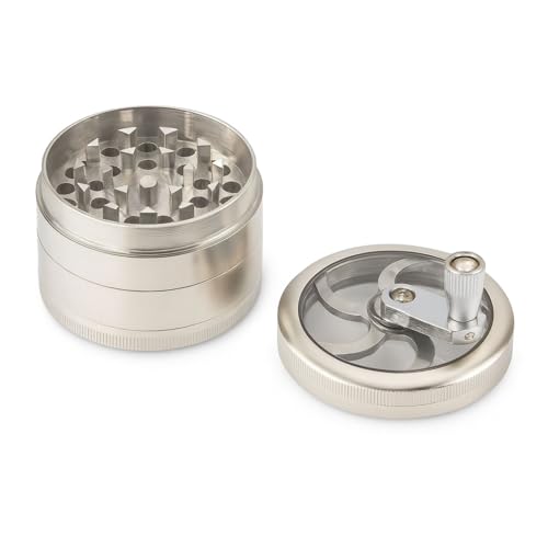 Weedness Windmill Grinder 63 mm 4 pieces with Kief Filter - Metal Crusher Stainless Steel Mini Small Crusher Large 63 mm 4 pcs.