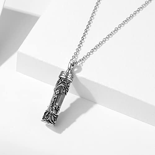Tree of Life Urn Necklace Cylinder Bar Urn Necklace for Ashes 925 Sterling Silver Family Tree Keepsake Necklace Keepsake for Ashes Memory Keepsake Cremation Jewellery for Women