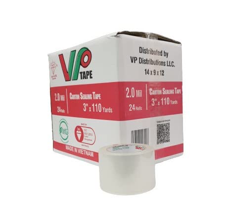 VPTAPE Industrial Packaging Tape, 3 Inch x 110 Yards, Thickness 2.0 Mil, Clear, 6 Rolls… (6),2.0 Mil 3inch x110 yard(318c)