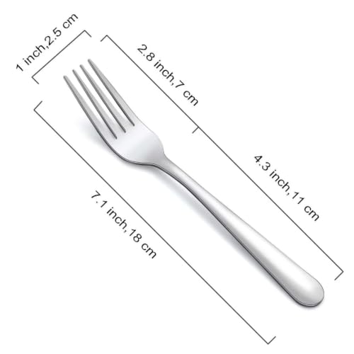 36-Piece Dinner Forks Set, Funnydin 7.1 Inches Stainless Steel Forks Silverware, Durable Table Forks Set, Use for Home, Kitchen and Restaurant - Mirror Polished, Dishwasher Safe Silver 7.1" - 36Pcs Dinner Forks