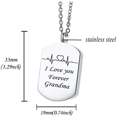 Ashes Necklace, Silver Necklaces with Silver Geometry Electrocardiogram Engraved Necklace Gift for Women and Men Nana