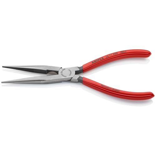 KNIPEX 26 11 200 8-inch long nose pliers with cutter, needle-nose design and textured grips