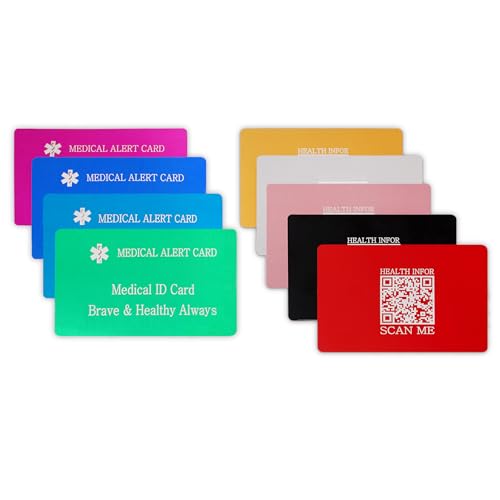 Uloveido Editable QR Code Medical Alert Card, Personalized Emergency Health ID Wallet Card, Update Medical Information Anytime, black, Standard size, American