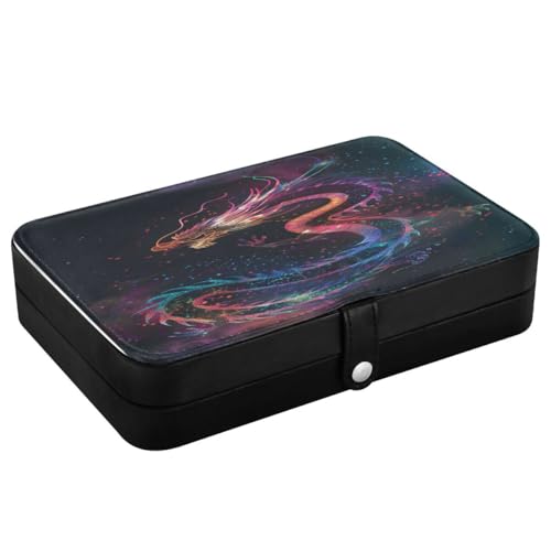Bolaz Leather Jewelry Box Jewelry Case Storage Box Rainbow Color Dragon For Rings Earrings Necklaces Multi 5