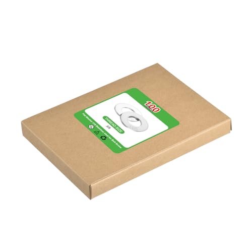 uxcell 3/8 flat washer, 316 stainless steel, silver, 0.406" ID x 0.812" OD x 0.065" thick, 100 pieces