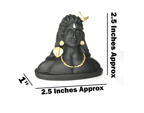 Polyrasin India First Yogi Lord Adiyogi Shiva (Mahadev) Matte Black Sculptures Statue Idol Car Dashboard | Home Décor | Office Table (Small) Small