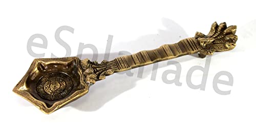eSplanade Brass Panchmukhi Nag Head Pooja Diya | Home Decor | Oil Lamp, Deepak, Aarti Diya - Golden, 8.5" Inches