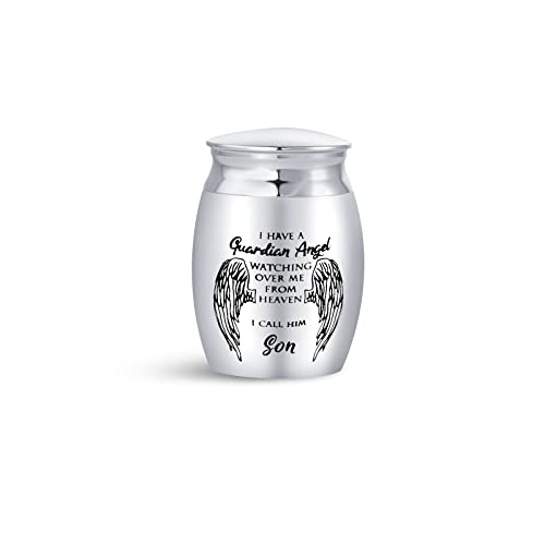 Son Small Cremation Urn for Human Ashes Holder Guardian Angel Mother Father Daddy Memorial Keepsake Holder 10ml Stainless Steel Funeral