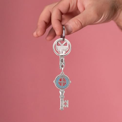 Operitacx 10pcs Key Shaped Saint Benedict Medal Keychain Pendant