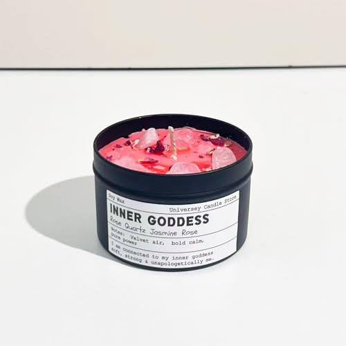 Inner Goddess – Rose Quartz Candle | Vegan Spiritual Candle for Self-Love, Heart Healing & Feminine Energy | Christmas Gift
