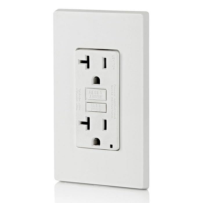 [Australia - AusPower] - Leviton GFWT2-W Self-test SmartlockPro Slim GFCI Weather-Resistant and Tamper-Resistant Receptacle with LED Indicator, 20-Amp, White 20 Amp 