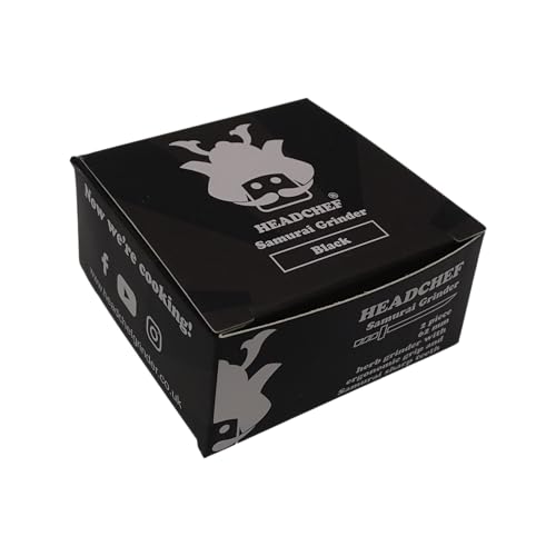 Headchef Samurai Herb Grinder, 62mm, 2-Part, Aluminium, Multiple Colours (Black) Black