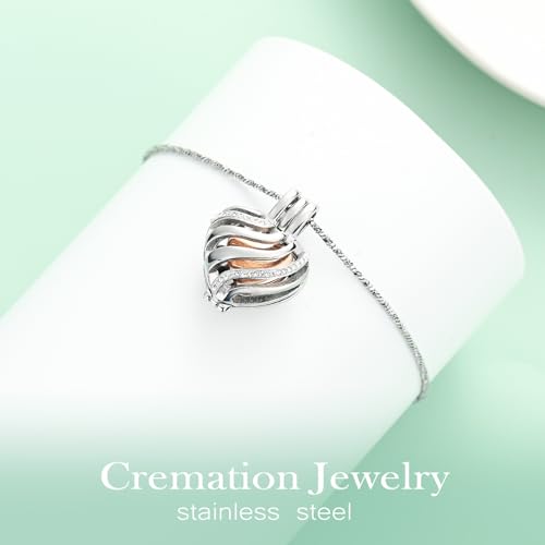 Yinplsmemory Cremation Jewelry Heart Urn Necklace for Ashes for Women Men Rose gold