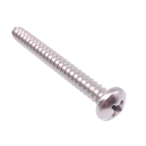 Yodaoke #10 x 1-3/4-inch 304 stainless steel Phillips pan head wood screws, 100-piece pack