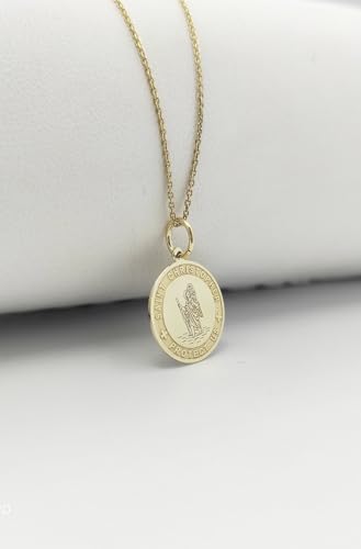 925 sterling silver necklace 28mm|18 inch chain | saint christopher pendant| protection necklace| greek jewelry| orthodox charm| religious pendant| saint christopher necklace|gold plating |LKGP_00124