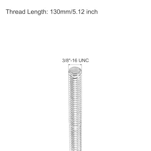 MECCANIXITY 3/8"-16 UNC fully threaded rods, 304 stainless steel, 5.12-inch right-hand thread, 8-pack