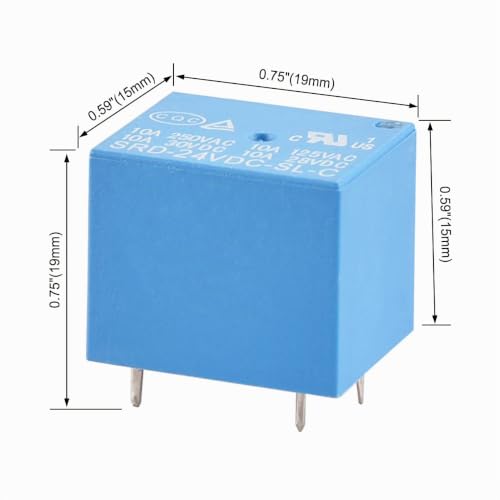 Heschen PC Relay SRD-24VDC-SL-C DC24V Coil SPDT 10A 250VAC 5 Pin Terminals Pack of 2