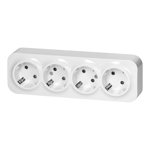 Wall Socket Surface-Mounted 2P+Z Schuko IP20 (4 Sockets) 4 sockets