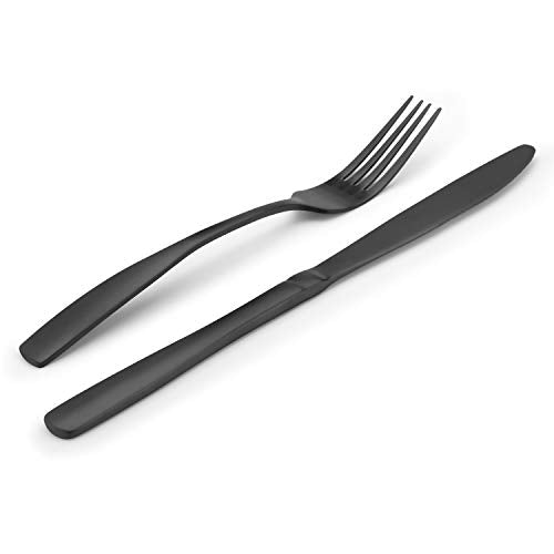 Matte Black Silverware Set, Bysta 20-Piece Stainless Steel Flatware Set, Kitchen Utensil Set Service for 4, Tableware Cutlery Set for Home and Restaurant, Satin Finish, Dishwasher Safe Matte Black