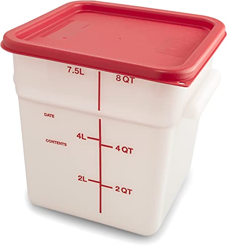 Carlisle FoodService Products Squares Square Food Storage Container Lid with Stackable Design for Catering, Buffets, Restaurants, Proprietary Blend, 6 To 8 Quarts, Red (Pack of 4) For 6-8 Quart Container (Pack of 4)