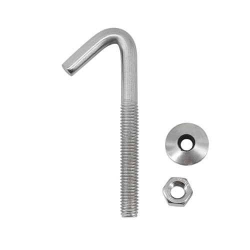 Flomore M5x80mm 304 stainless steel roof anchor bolt with J hook, hex nut, and washer