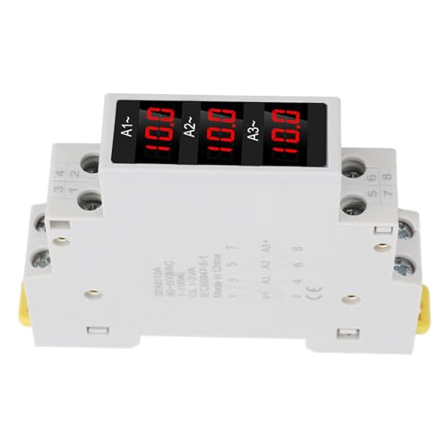 Three Phase Ammeter, Digital DIN Rail LED Display, 3 Sensors, AC 80-500V, 1-100A, 3 Phase