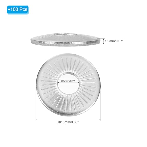 PATIKIL 304 stainless steel M5x16mm Belleville spring flat washers, 100-piece set