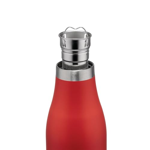 Alessi Away AST01 R - Double Walled Thermos Flask with Infuser and Filter, Coloured 18/10 Stainless Steel, 500 ml, Red 16.9 Ounces