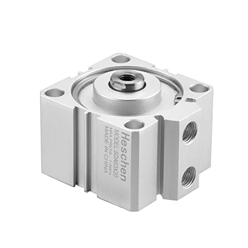 Heschen Pneumatic Compact Aluminum Air Cylinder, SDA 63-20, Bore 63mm, Stroke 20mm, 1/4 PT Port Size, Double Acting